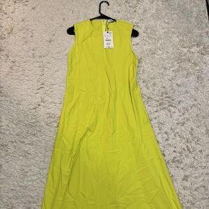 Zara Vibrant Yellow Sleeveless Midi Dress